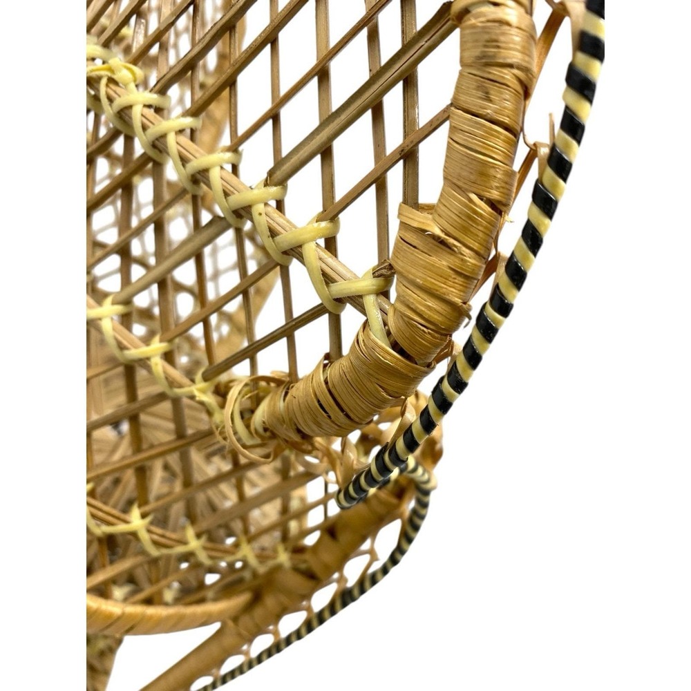 Vintage Wicker Rattan Peacock Fan Back Rattan Chair Doll Plant Stand Boho Decor - Picture 5 of 5